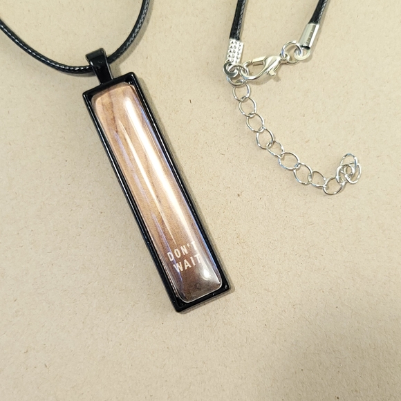 Don't Wait Wood Vertical Pendant Necklace - Picture 4 of 10